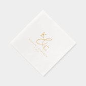 Einfaches modernes Monogramm Gold Hochzeits-Cockta Servietten Mit Folie (Rechts)