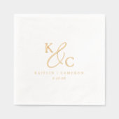 Einfaches modernes Monogramm Gold Hochzeits-Cockta Servietten Mit Folie (Vorderseite)