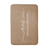 Einfaches modernes Monogramm hellbraun Minimalisti Badematte (Vorderseite Vertikal)