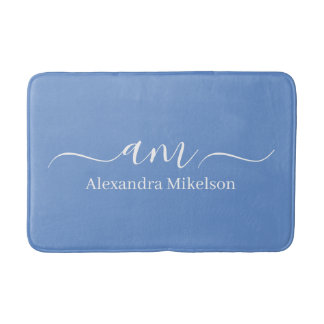 Einfaches modernes Monogramm Kornblumenblau Minima Badematte
