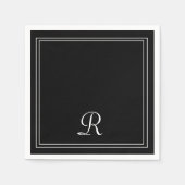 Einfaches, modernes Monogramm-Party aus Schwarz un Serviette (Vorderseite)