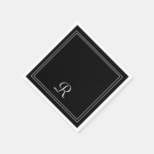 Einfaches, modernes Monogramm-Party aus Schwarz un Serviette (Ecke)