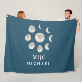 einfaches, modernes Monogramm personalisiert Fleecedecke