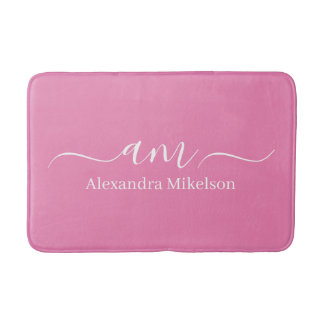 Einfaches modernes Monogramm rosa Minimalist Badematte