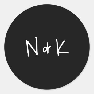 Einfaches modernes Monogramm schwarze Hochzeit Runder Aufkleber