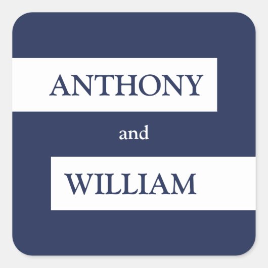 Einfaches modernes Navy Blau mit weißer Lines Hoch Quadratischer Aufkleber (Vorderseite)