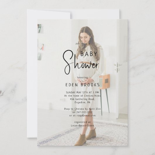 Einfaches, modernes, neutrales Baby-Duschbad verbl Einladung (Vorderseite)