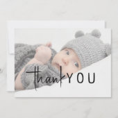 Einfaches, modernes neutrales Foto mit Babydusche Dankeskarte (Vorderseite)