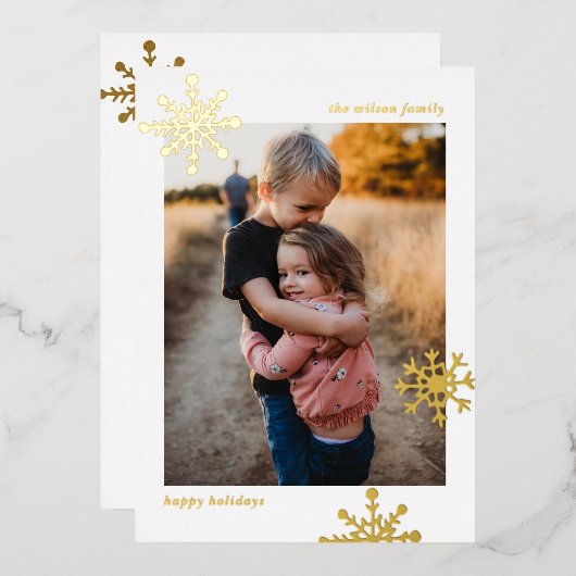 Einfaches modernes Niedliches Foto Folien Feiertagskarte (Vorderseite/Rückseite)