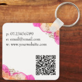 Einfaches, modernes Orange Pink QR Code Square Bus Schlüsselanhänger (Rückseite)