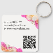 Einfaches, modernes Orange Pink QR Code Square Bus Schlüsselanhänger (Rückseite)