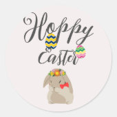 einfaches modernes Osterhasen Happy Oaster für Fre Runder Aufkleber (Vorderseite)