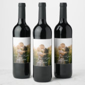 Einfaches modernes Personalisiertes HochzeitsFoto Weinetikett (Flaschen)