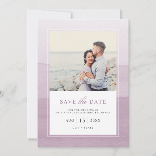 Einfaches modernes Pflaumenwasser-Foto Save the Da Date (Vorderseite)