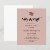 Einfaches modernes Pink Grad Cap Party laden ein (Vorne/Hinten)