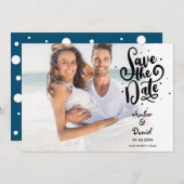 Einfaches modernes Polka Dot Foto Save the Date (Vorne/Hinten)