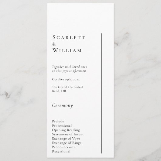 Einfaches, modernes Programm für das Hochzeitsflae (Vorderseite)