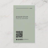Einfaches modernes QR-Code Sage Grün Minimalistisc Visitenkarte (Vorderseite)