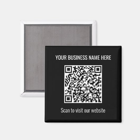 Einfaches, modernes QR Code Square Black Magnet (Vorderseite/Rückseite)