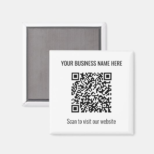 Einfaches, modernes QR Code Square Weißes Magnet (Vorderseite/Rückseite)