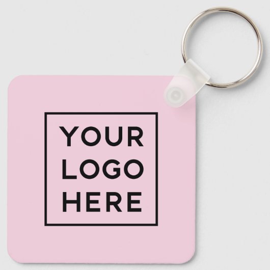 Einfaches, modernes QR-Format mit Logo-Back | Rosa Schlüsselanhänger (Rückseite)