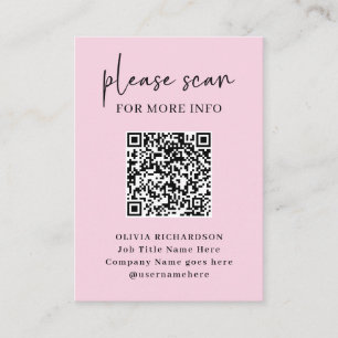 Einfaches, modernes QR-Format mit Logo-Back Rosa Visitenkarte