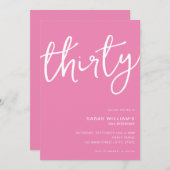Einfaches modernes Rosa 30. Geburtstag Einladung (Vorne/Hinten)