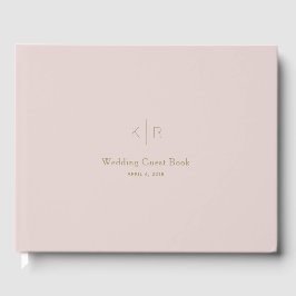 Einfaches modernes rosa Beige Gold Wedding Gästebu Gästebuch