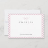Einfaches, modernes rosa Kariertes Bow Dankeskarte (Vorderseite)