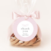 Einfaches, modernes rosa Kariertes Bow Geschenkanhänger