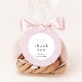 Einfaches, modernes rosa Kariertes Bow Geschenkanhänger