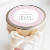 Einfaches, modernes rosa Kariertes Bow Runder Aufkleber