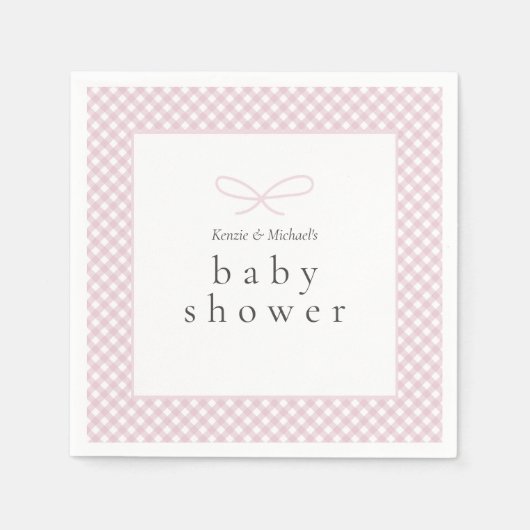 Einfaches, modernes rosa Kariertes Bow Serviette (Vorderseite)