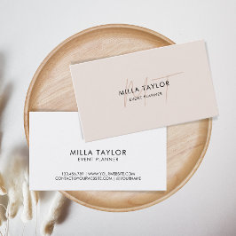 Einfaches, modernes, rosa Monogramm-Feministenlogo Visitenkarte