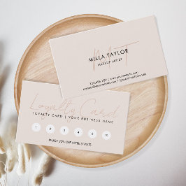 Einfaches, modernes, rosa Monogramm-Feministenlogo Visitenkarte