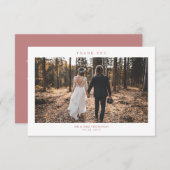 Einfaches modernes, rosafarbenes Hochzeitsstich-Fo Dankeskarte (Vorne/Hinten)