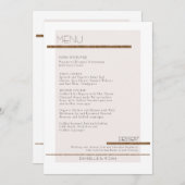 Einfaches, modernes, rosafarbenes, weißes Menü Einladung (Vorne/Hinten)