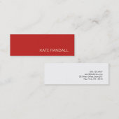 Einfaches, modernes Rot Beruflich Mini Visitenkarte (Vorne/Hinten)