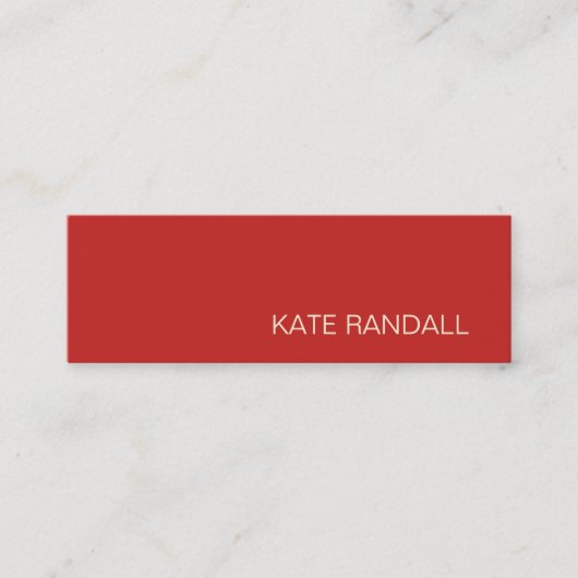 Einfaches, modernes Rot Beruflich Mini Visitenkarte (Vorderseite)