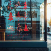 Einfaches, modernes Rot Merry & Bright Christmas H Fensteraufkleber