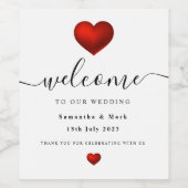 Einfaches, modernes Rotes Herz Hochzeitsoße Wine L Weinetikett (Einzelnes Label)