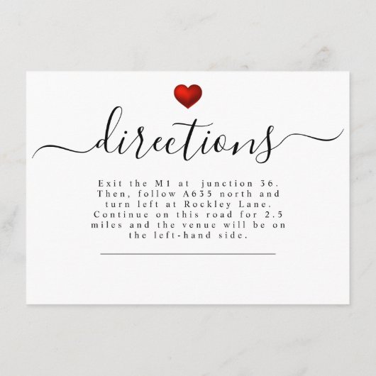 Einfaches modernes Rotes Herz Hochzeitssaison Begleitkarte (Rückseite)