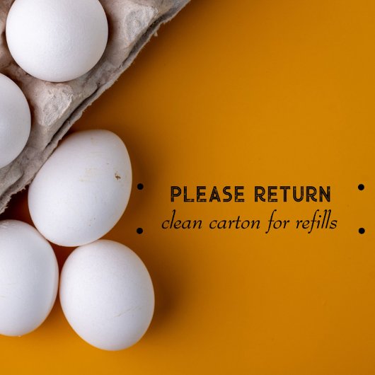 Einfaches modernes Rückgabekarton Eierkarton Bauer Permastempel