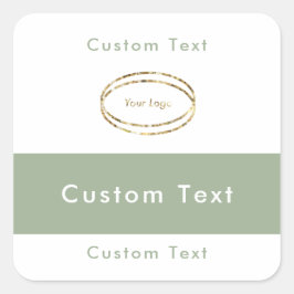 Einfaches Modernes Salbeigrünes Geschäftslogo Benu Quadratischer Aufkleber