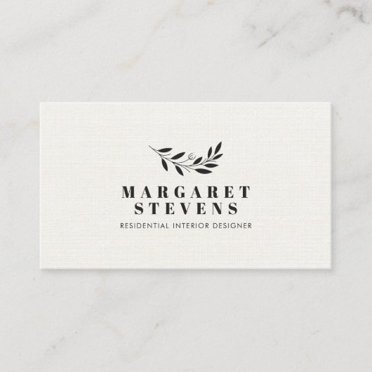 Einfaches, modernes, sanftes Leinen mit elegantem Visitenkarte (Vorderseite)