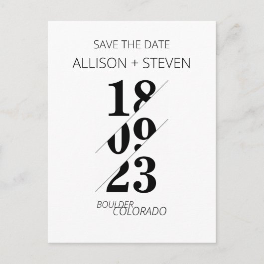 Einfaches, modernes Save the Date Design Postkarte (Vorderseite)