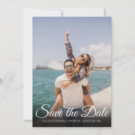 Einfaches Modernes Save the Date Elegantes Skript (Vorderseite)