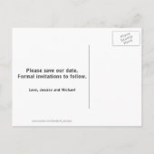 Einfaches modernes Save the Date Foto Ankündigungspostkarte (Rückseite)