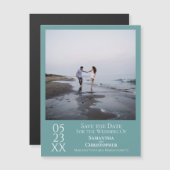 Einfaches, modernes Save the Date Foto Aquamarin M Magnetkarte (Vorne/Hinten)