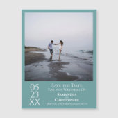 Einfaches, modernes Save the Date Foto Aquamarin M Magnetkarte (Vorderseite)